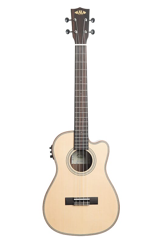 Kala Solid Spruce Top Striped Ebony - Baritone with Cutaway | Reverb