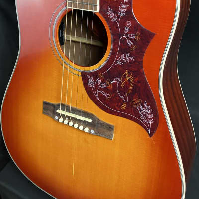 Epiphone 'Inspired by Gibson' Hummingbird Acoustic-Electric Guitar Aged Cherry Sunburst image 7