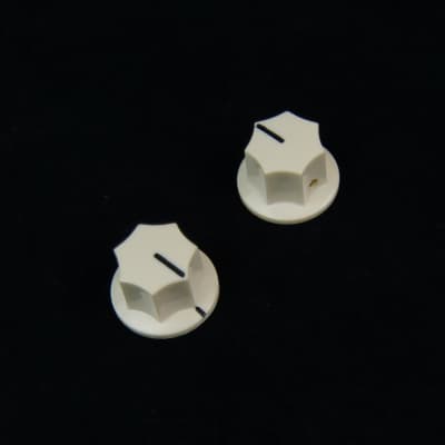 2x Control Knobs For Jaguar Mustang Style Guitar JB or Pedal, 1/4" Shaft, Aged-White (adjustable)