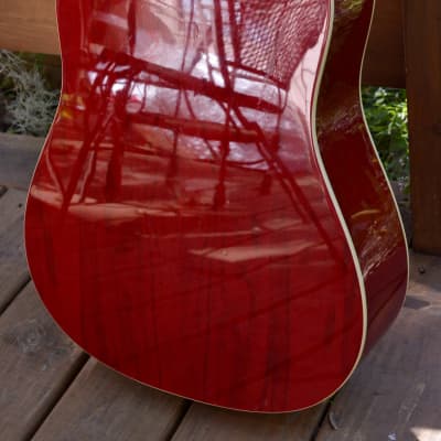 Carlo Robelli CDG-1 SRD Acoustic Guitar ~RED~ Solid Mahogany Top Ebony Fretboard image 8