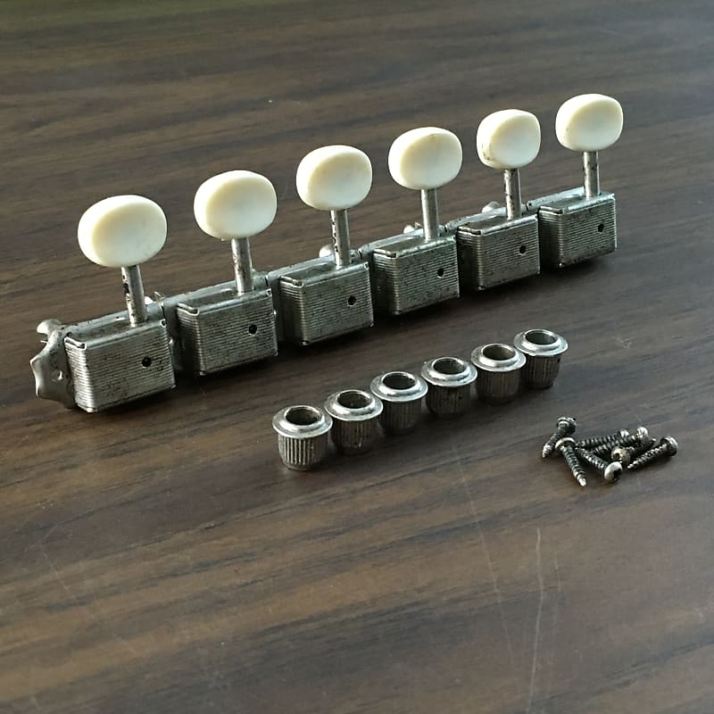 6 Vintage Lefty Cream Buttons Guitar Mustang Tuners Reverb