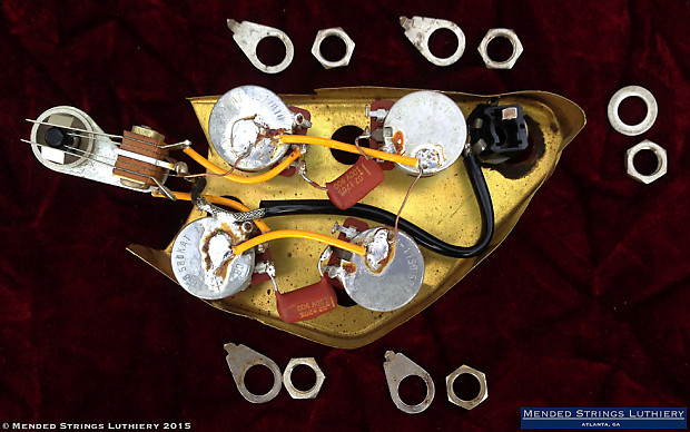 1970 Gibson SG Standard Wiring Harness Pots CTS 500K Brass Cavity Shielding 1969 1971 image 1