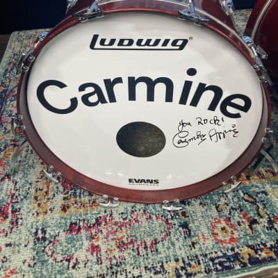 Ludwig Carmine Appice's Rod Stewart Era 22" Bass Drums. Signed Logo Heads! Authenticated! mid 1970s - Mahogany Thermogloss image 6