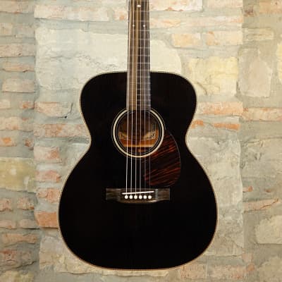 ATKIN OM37 Custom Aged - Herringbone Mahogany Orchestra Model - Black Top with Natural Back/Side for sale