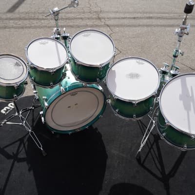 Yamaha/ Japan 30th Anniversary Maple Custom blue green burst lqr. / Hanging Toms hdw. Everything in picture image 11