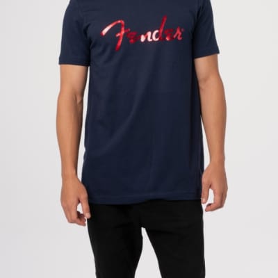 Fender Foil Spaghetti Logo T-Shirt, Blue, Size Small, Model #9123013096 image 6