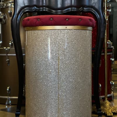 VINTAGE 1950's Slingerland Canister Throne in Silver Sparkle 24" image 2
