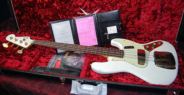 Fender 60 Jazz Bass Relic 2018 Olympic White Gold Hardware