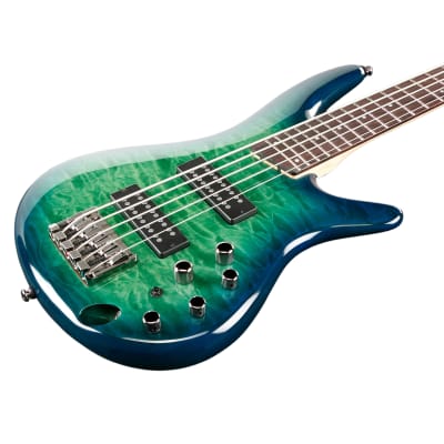 Ibanez SR405EQMSLG 5-String Quilted Maple Electric Bass - Surreal Blue Burst Gloss image 6