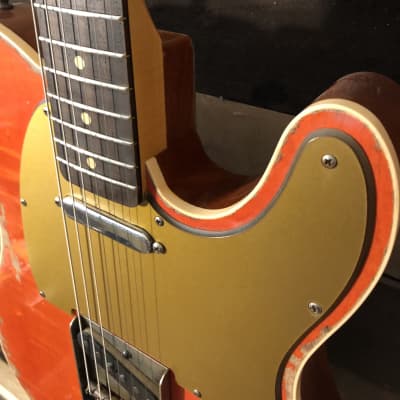 Von K Guitars T-Time GT Tele Flame Maple Slab Top Binding Aged Gretsch Orange Relic Nitro Lacquer image 5