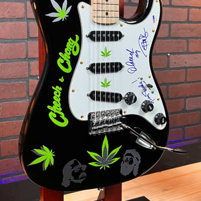 Custom Fender Squier Cheech & Chong Autographed Stratocaster image 3