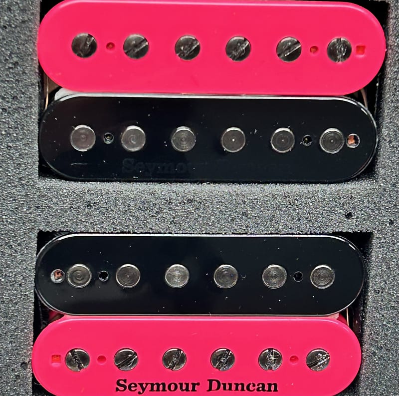 Seymour Duncan Nazgul Bridge & Sentient Neck 6 String Neon Pink/Black Zebra  Humbucker Guitar Pickup Set