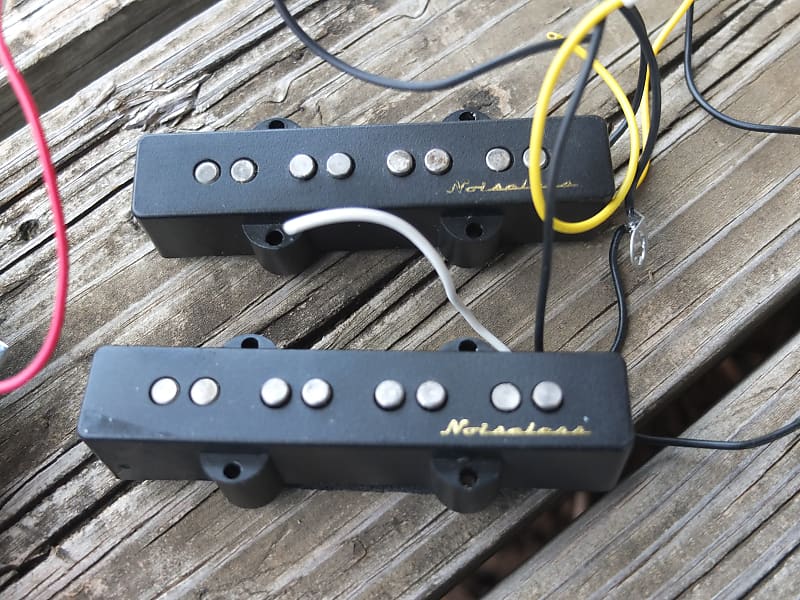 Fender Vintage Noiseless 4 String Bass Pickups with Control plate and Preamp - Black image 1