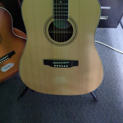 Vantek Acoustic Guitar Dreadnaught by Vintage VIS 1 1980'S Natural With SKB  Case | Reverb