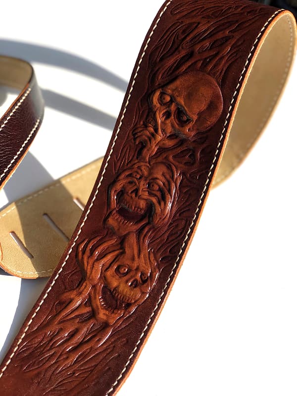 Handmade Handmade Leather guitar strap (custom guitar belt). Hand-crafted.  Acoustic and electric guitars. 2022 Brown