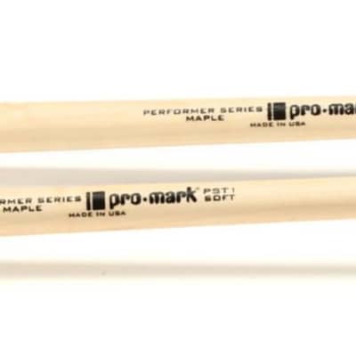 Promark Performer Series PST1 Soft Maple Timpani Mallets  Bundle with Remo Ambassador Hazy Snare-side Drumhead - 14 inch image 1