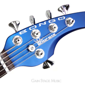 Music Man Bongo 5 HH Bass Guitar Blue Pearl Matching Headstock image 5