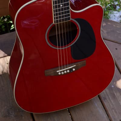 Carlo Robelli CDG-1 SRD Acoustic Guitar ~RED~ Solid Mahogany Top Ebony Fretboard image 7
