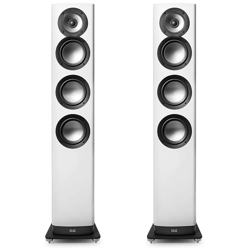 ELAC Navis Powered Floorstanding Speaker, Gloss White, Pair  			