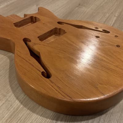Weasel Guitars Replacement ES LP Semi-Hollow  Style Body Strat neck pocket Red cedar with Brazilian Cherry Back Finished with Natural Lacquer image 4