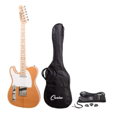 Casino TE-Style Left Handed Electric Guitar Set (Natural Gloss) for sale