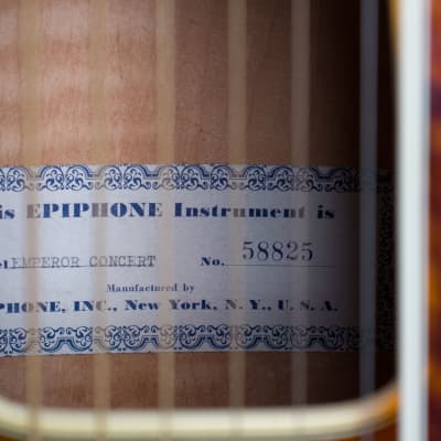 Epiphone  Emperor Concert Arch Top Acoustic Guitar (1949), ser. #58825, original brown hard shell case. image 12