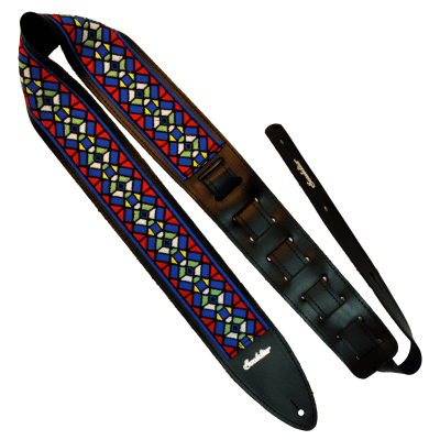 Souldier 'Torpedo' Leather Guitar Strap - Stained Glass Royal