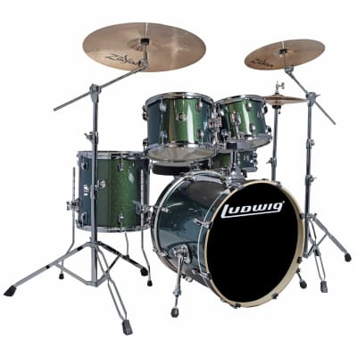 Ludwig LCEE20018EXP Element Evolution 5-Piece Drum Set with Hardware, Emerald Sparkle image 1