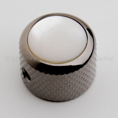 NEW (1) Q-Parts DOME Knob Single Black Chrome Mother of Pearl - KBD-0022 for sale