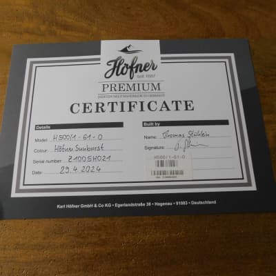 2024 Hofner H500/1-61-O 1961 LTD Cavern Reissue Bass  Sunburst Brand New Authorized Dealer ! image 15