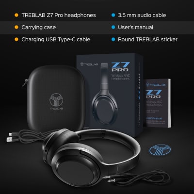 TREBLAB Z7 PRO - Hybrid Active Noise Canceling Headphones with Mic - 45H Playtime &USB-C Fast Charge image 10