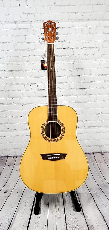 Washburn Dreadnought Acoustic Guitar - Gloss Finish Natural | Reverb