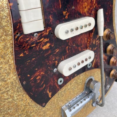 Vintage 1966 Norma EG-470-3 Rare Aztec Gold Sparkle Strat Style MIJ Guitar PROJECT image 16