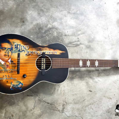 Harmony Stella "Blind Lemon Jefferson" Parlor Guitar w/ Goldfoil Pickup (1960s Art by Michael Bond) image 10