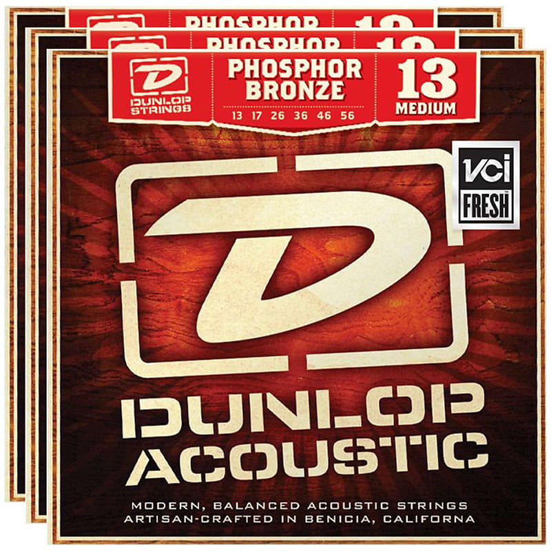 Dunlop 3 Sets of DAP1356 AG-PHB MEDIUM Acoustic Phosphor Bronze Strings image 1