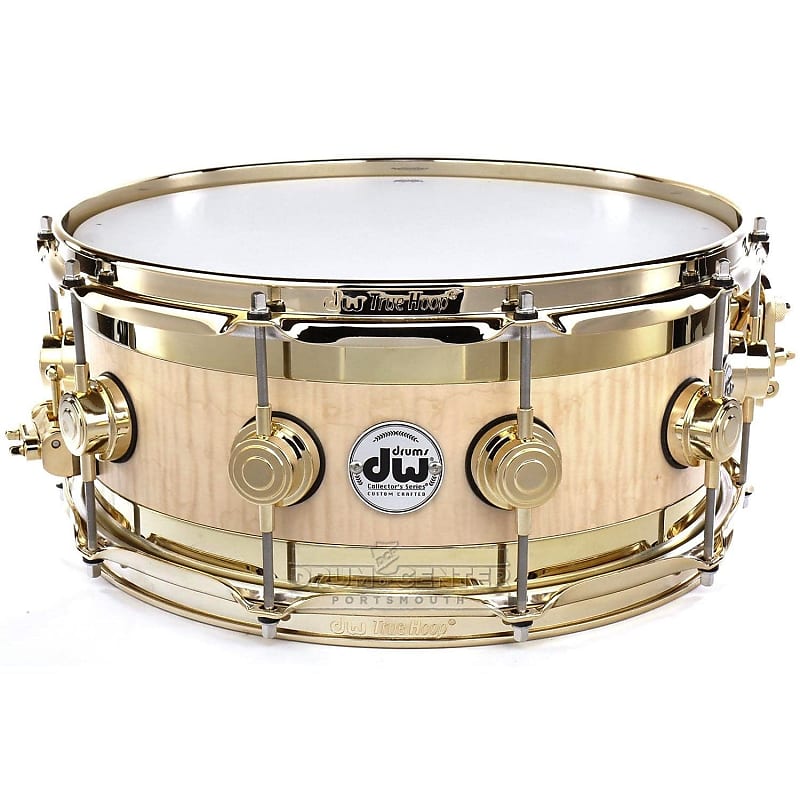 DW Collectors Edge Snare Drum 14x6 Natural Satin Oil w/Gold Hardware