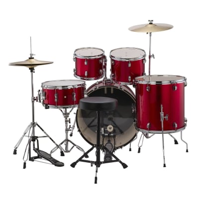 Ludwig Accent Drive 5-Piece Complete Drum Set - 22&quot; Bass (Red Sparkle) image 3