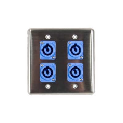 OSP Q-4-4PCA Quad Stainless Steel Wall Plate w/ 4 Powercon A Connectors image 1