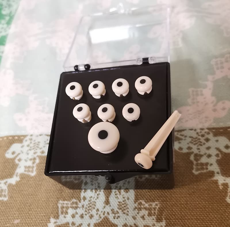 Martin bridge pins (8 pins!), endpin, white, black dot Reverb