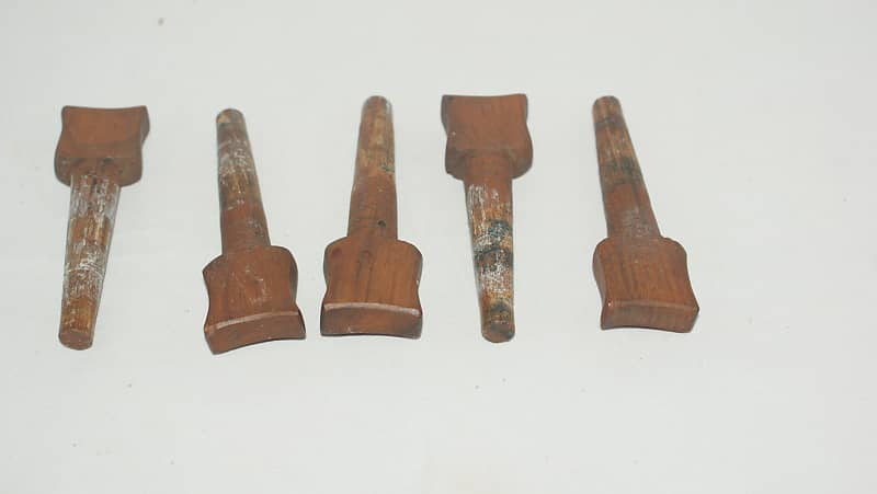 Vintage Bill Davis Hand Carved Wormy Chestnut tuning pegs Set of 5 early 1960s image 1