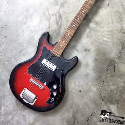 Crestline / Teisco / Matsumoku MIJ Blackfoil Electric Guitar (1960s, Redburst) image 5
