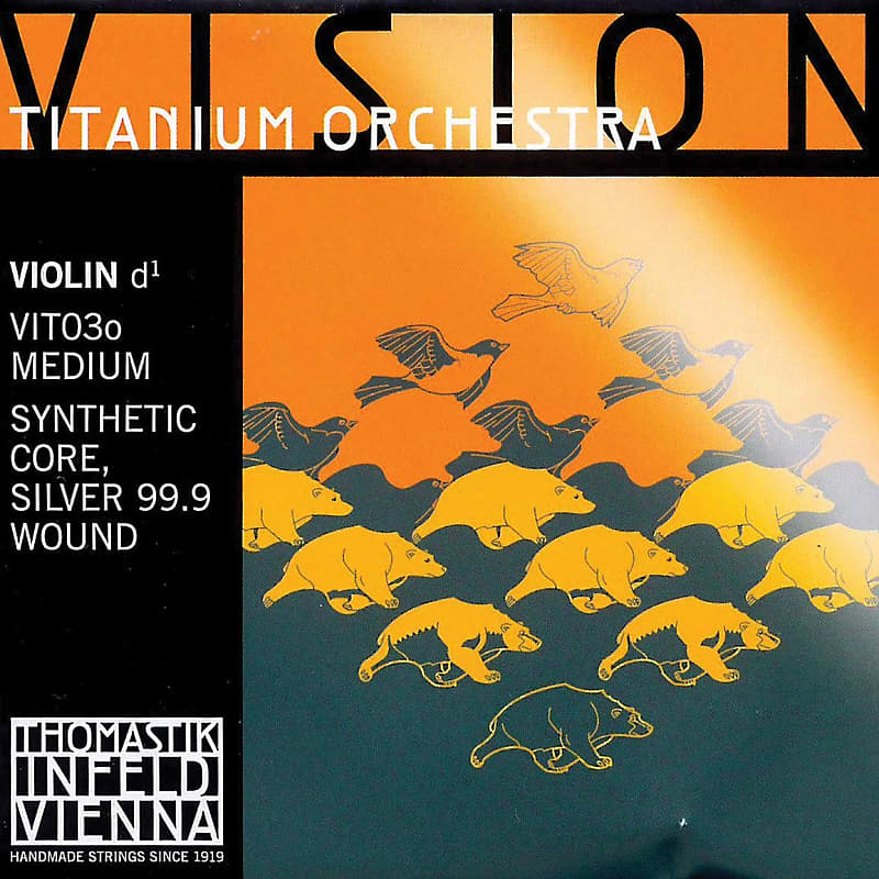 Thomastik Thomastik Vision Titanium Orchestra 4/4 Violin D String - Medium - Silver/Synthetic image 1