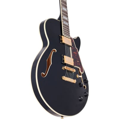 D'Angelico Excel Series SS Semi-Hollow Electric Guitar With Stopbar Tailpiece Black image 5