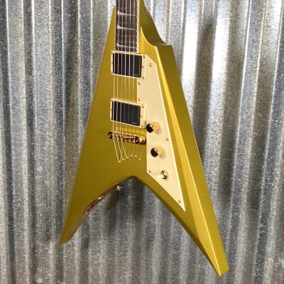 ESP LTD KH-V Kirk Hammett V Gold Sparkle EMG Guitar & Case #0917 B Stock image 8