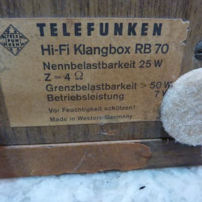 Telefunken  RB70 Klangbox Rare Hi-Fi Vintage Speaker Pair image 4
