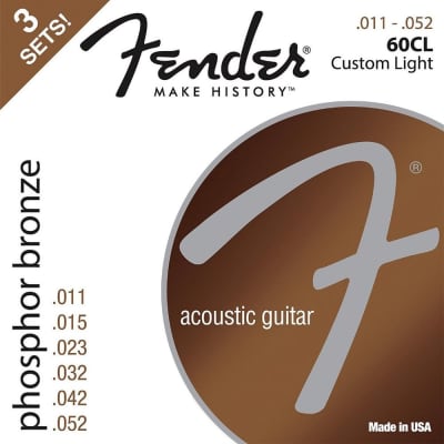 Fender 60CL Phosphor Bronze Acoustic Guitar Strings - CUSTOM LIGHT 11-52 image 5