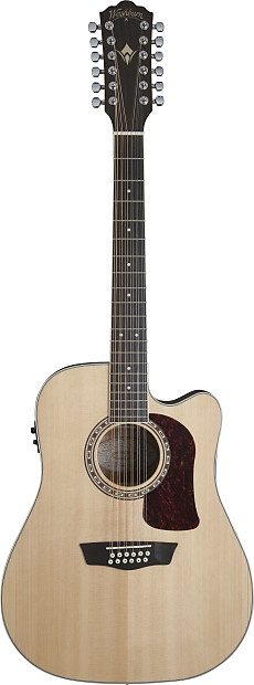Immagine Washburn Heritage Seires HD10SCE12 12-String Acoustic/Electric Dreadnought Cutaway Guitar Natural - 2