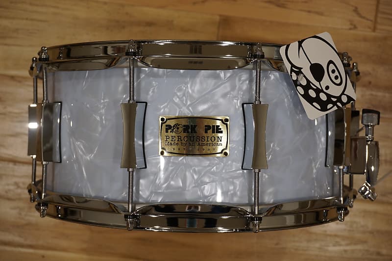 Pork Pie 6.5x14" Maple Snare Drum in Vintage White Marine Pearl image 1