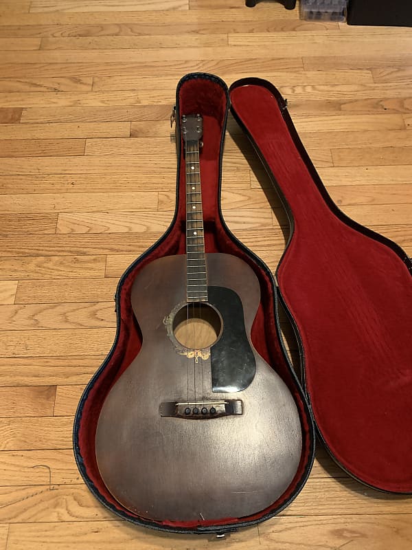 Crescent Tenor Acoustic Guitar Parlor 1930s Brown Super Rare imagen 1