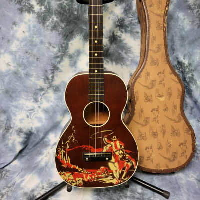 Vintage 1958 Silvertone by Harmony 1/2 Size Cowboy Guitar Pro Setup Original Cowboy Soft Shell Case image 2